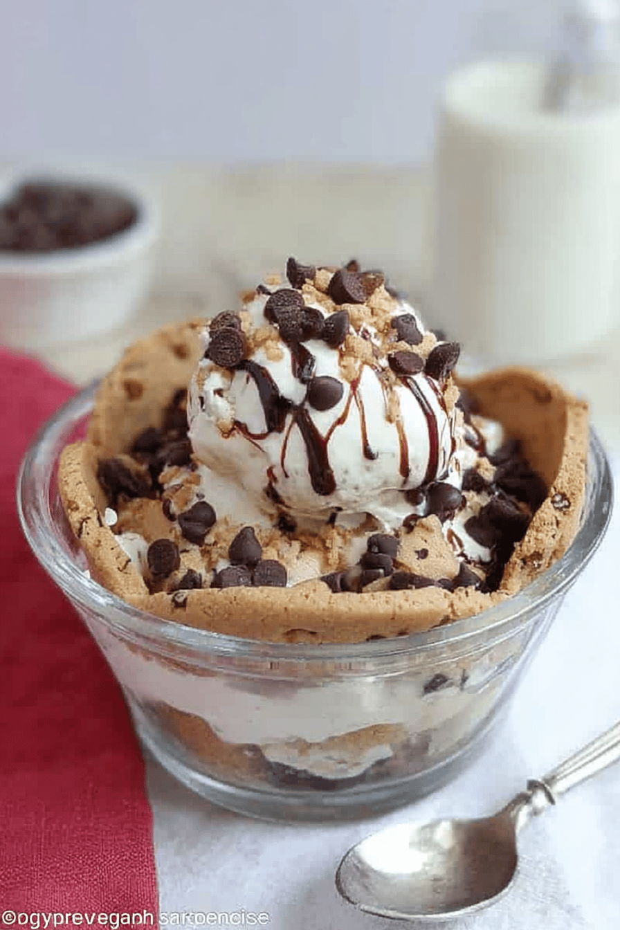 Chocolate Chip Cookie Ice Cream Sundae