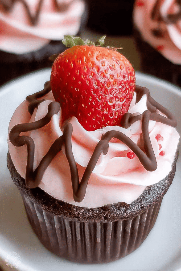 Chocolate Dipped Strawberry Cupcakes 79.Png