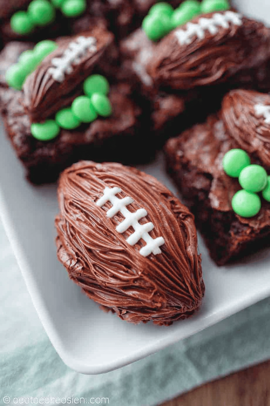 Frosted Football Brownies Recipe With Sweet Creamy Topping 6 Frosted Football Brownies