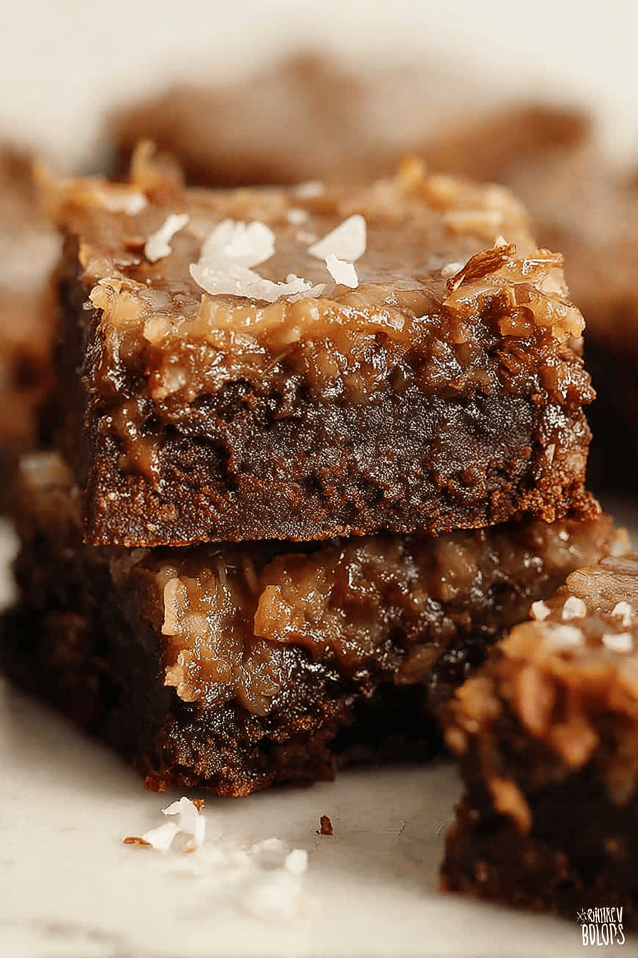 German Chocolate Brownies Recipe With Coconut And Pecan Topping 7 German Chocolate Brownies