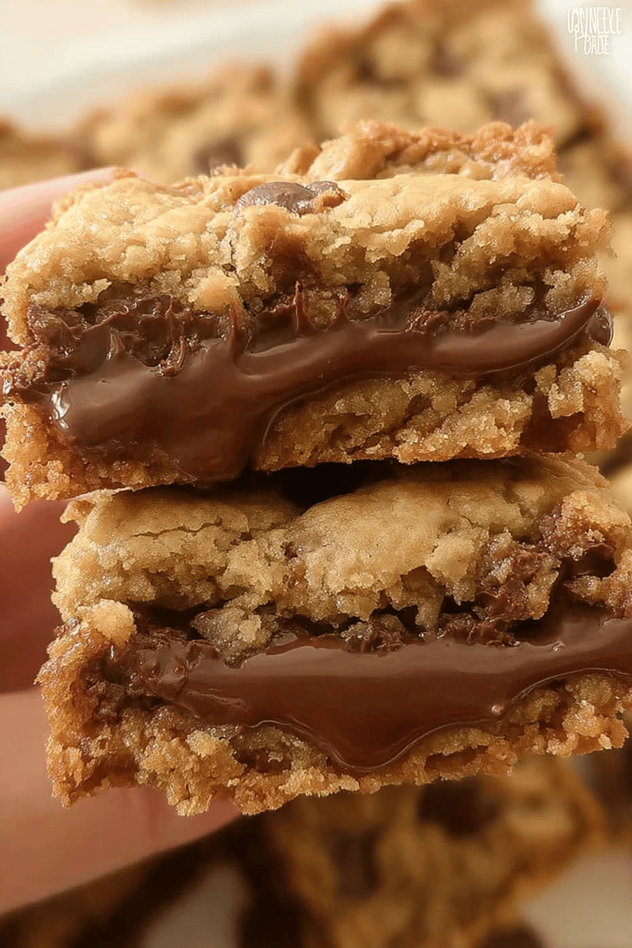 Nutella Stuffed Oatmeal Cookie Bars Recipe For Soft Chewy Treats 6 Nutella Stuffed Oatmeal Cookie Bars