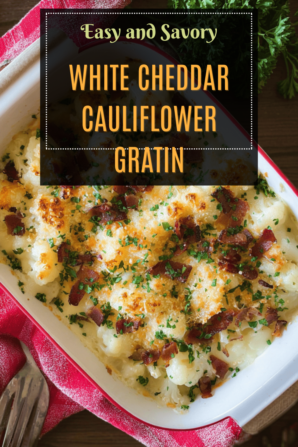 White Cheddar Cauliflower Gratin