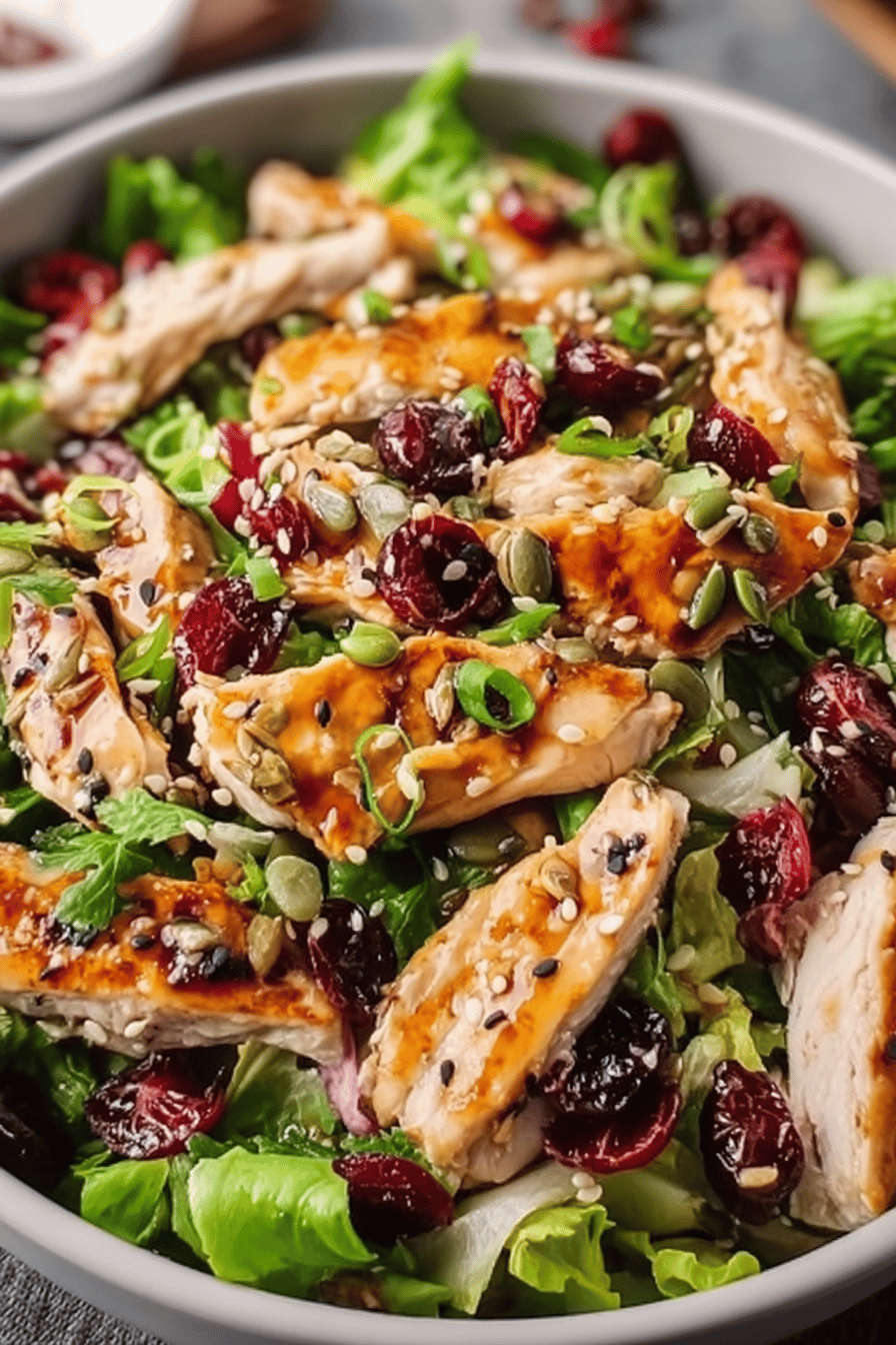 Asian Chicken Cranberry Salad With Fresh Greens And Tangy Dressing 6 Asian Chicken Cranberry Salad