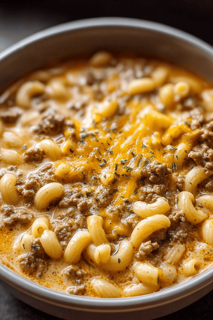 Macaroni Cheeseburger Soup Made In One Pot 6 One Pot Macaroni Cheeseburger Soup