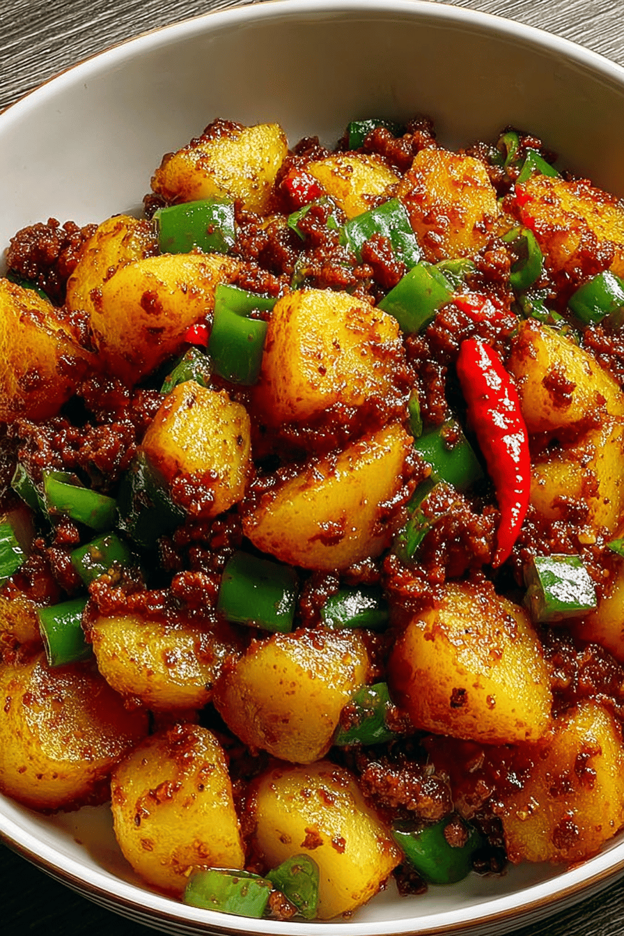 Stir Fried Potatoes Minced Meat