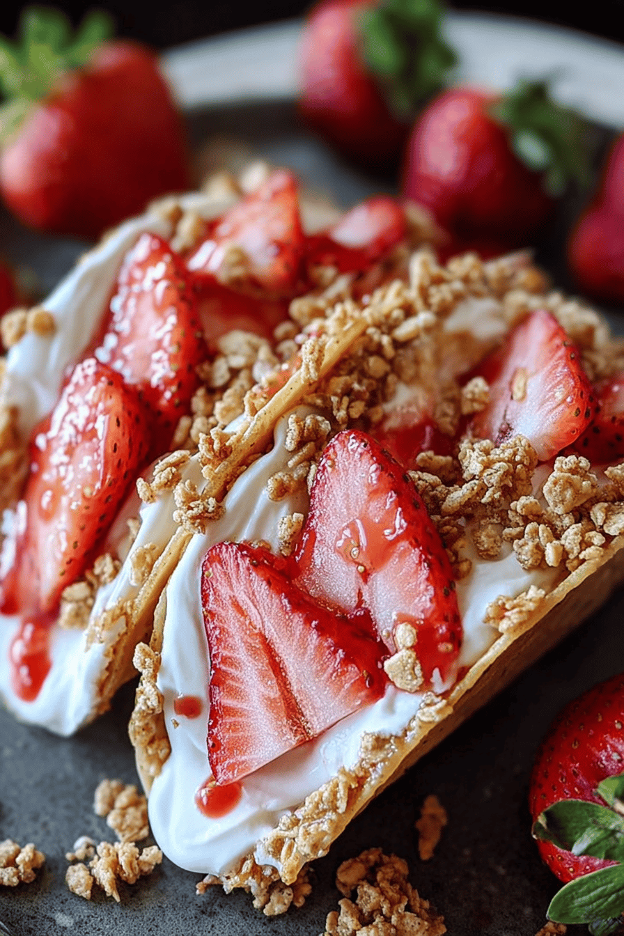 Strawberry Crunch Cheesecake Tacos