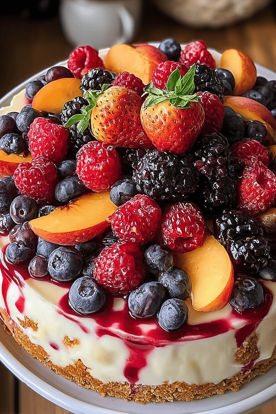 Blueberry Peach Cheesecake Recipe With Fresh Fruit And Creamy Texture 6 Berry Peach Cheesecake