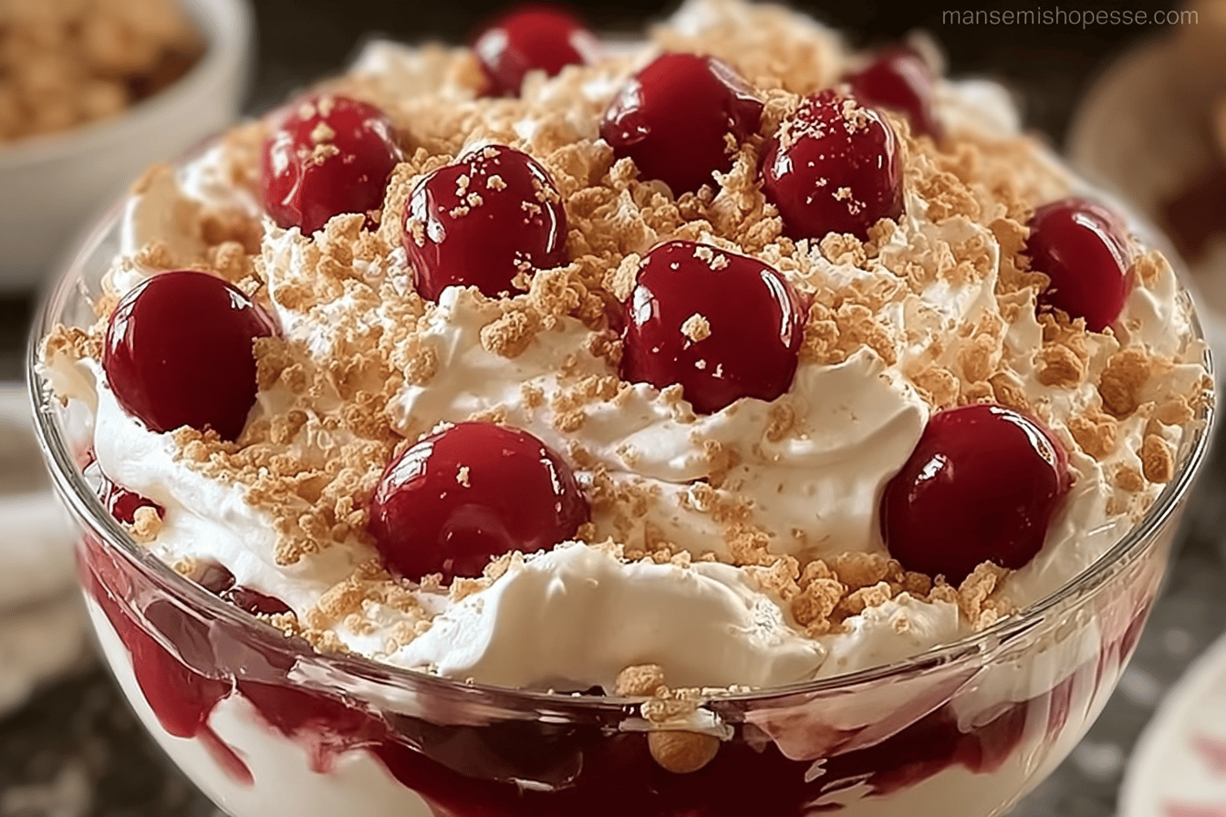 Cherry Cheesecake Fluff Recipe With Creamy Layers And Cherry Topping 4 Cherry Cheesecake Fluff