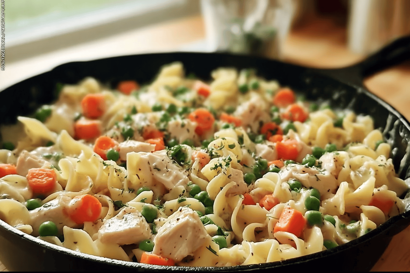 Chicken Pot Pie Noodle Skillet