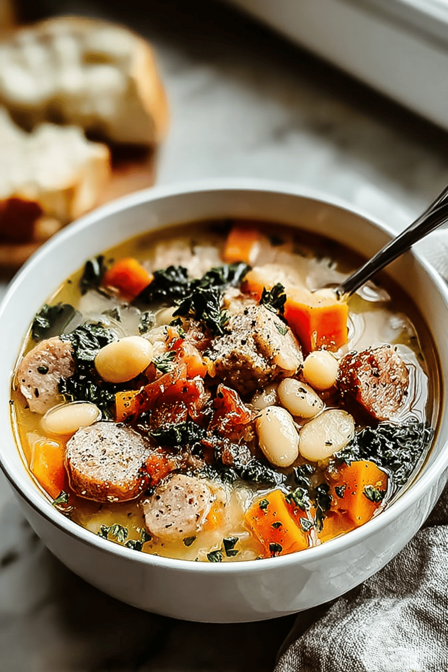White Bean Chicken Sausage Soup With Hearty Vegetables And Herbs 6 Chicken Sausage Bean Soup