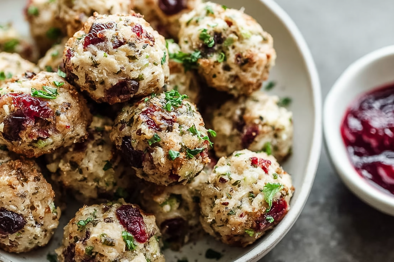 Cranberry Turkey Stuffing Balls Recipe For Festive Holiday Meals 6 Cranberry Turkey Stuffing Balls