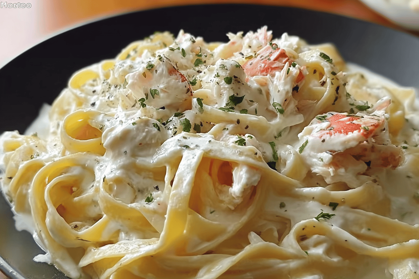 Crab Fettuccine Alfredo Recipe With Creamy Garlic Parmesan Sauce 6 Creamy Crab Fettuccine Alfredo