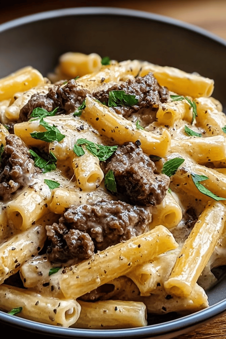Garlic Parmesan Beef Pasta Recipe With Creamy Sauce And Fresh Herbs 6 Creamy Garlic Beef Pasta