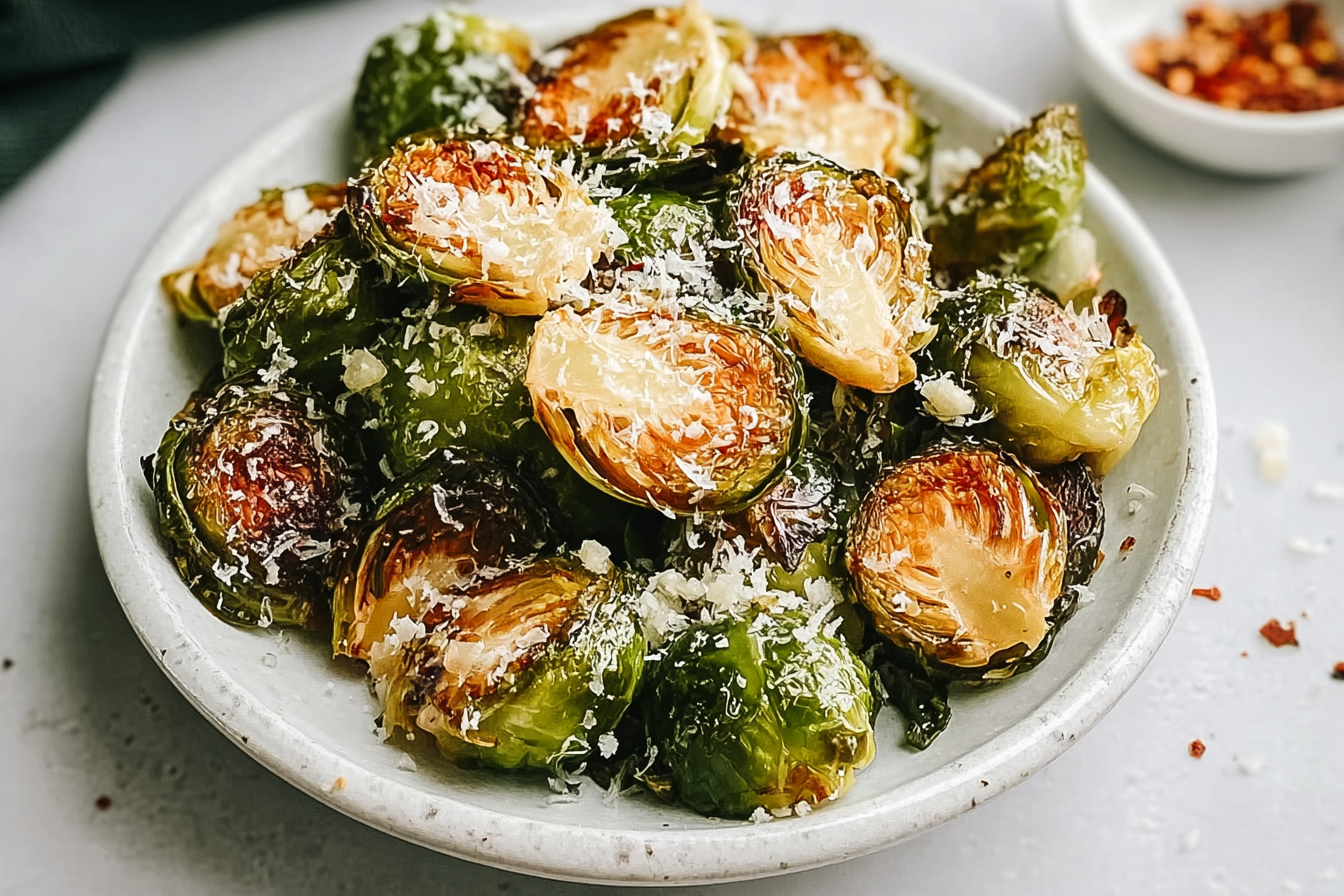 Garlic Parmesan Roasted Brussels Sprouts