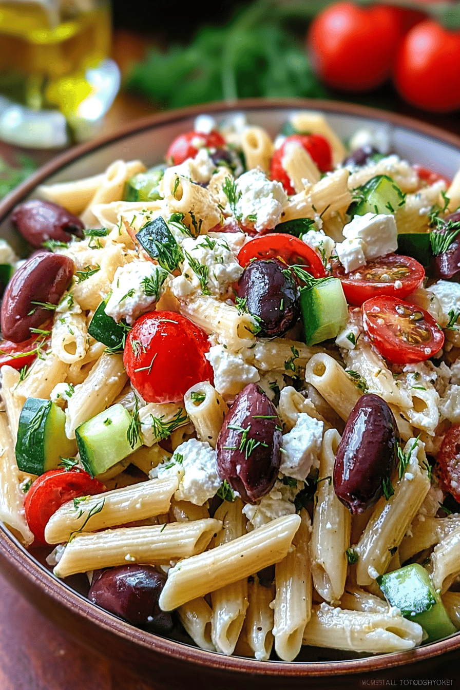 Easy Greek Pasta Salad With Fresh Vegetables And Tangy Dressing 6 Greek Pasta Salad