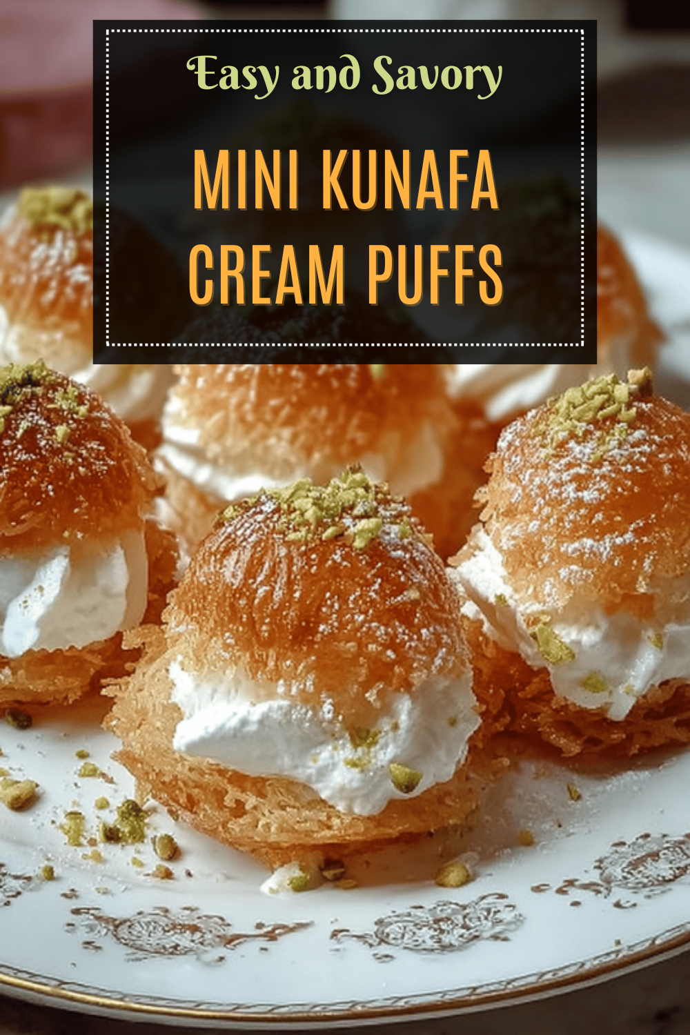 Mini Kunafa Cream Puffs Recipe With Rich Sweet Filling 7 Mini Kunafa Cream Puffs