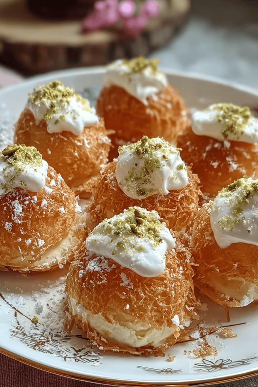 Mini Kunafa Cream Puffs Recipe With Rich Sweet Filling 6 Mini Kunafa Cream Puffs
