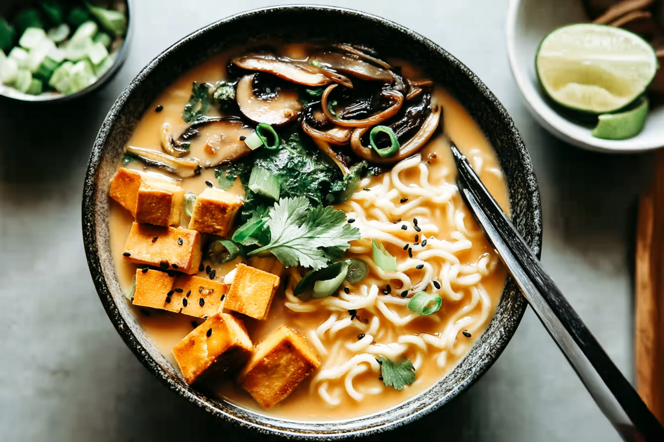 Coconut Curry Ramen Recipe With Rich Creamy Broth And Spicy Flavors 6 Shiitake Coconut Ramen Tofu Veggies