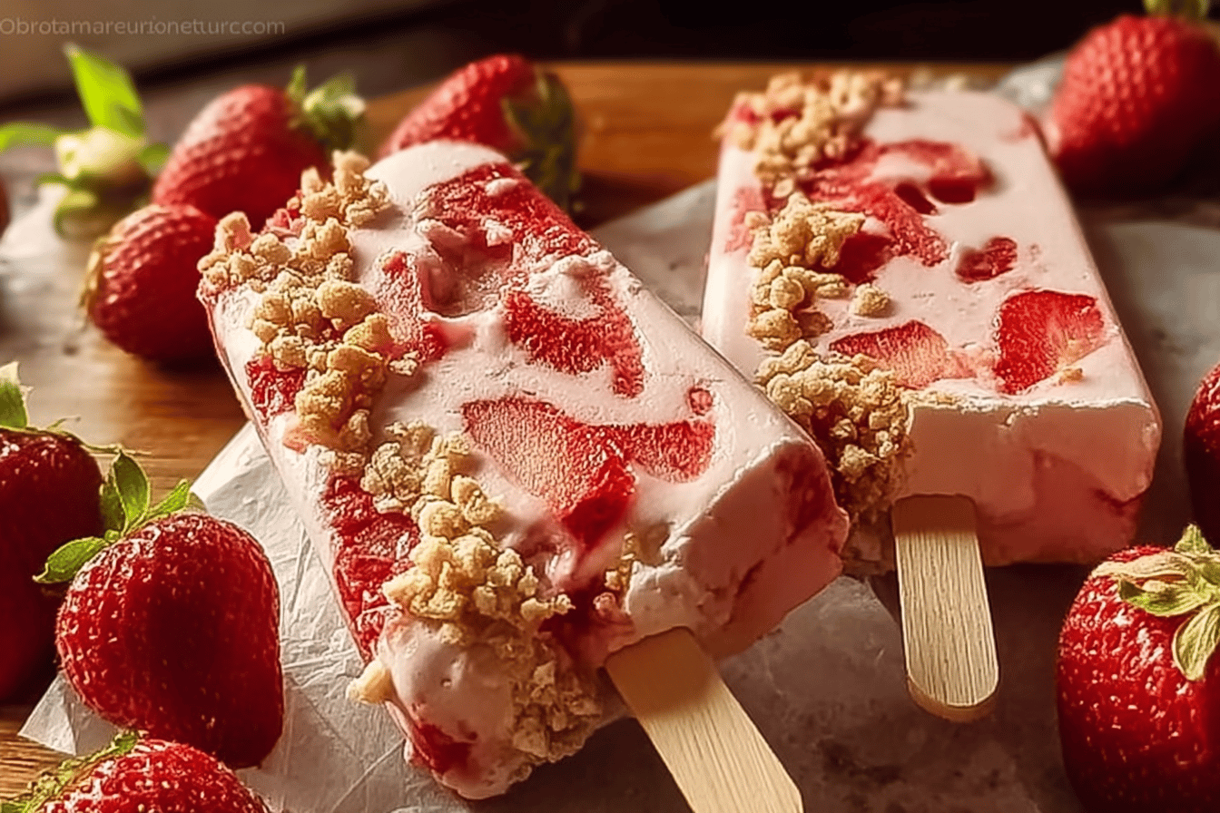 Strawberry Shortcake Ice Cream Bars Recipe With Fresh Berry Swirls 6 Strawberry Shortcake Ice Cream Bars