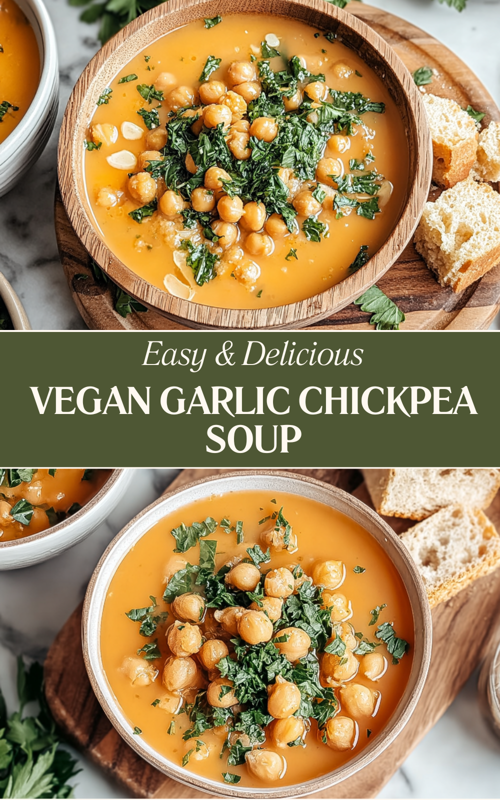 Vegan Garlic Chickpea Soup