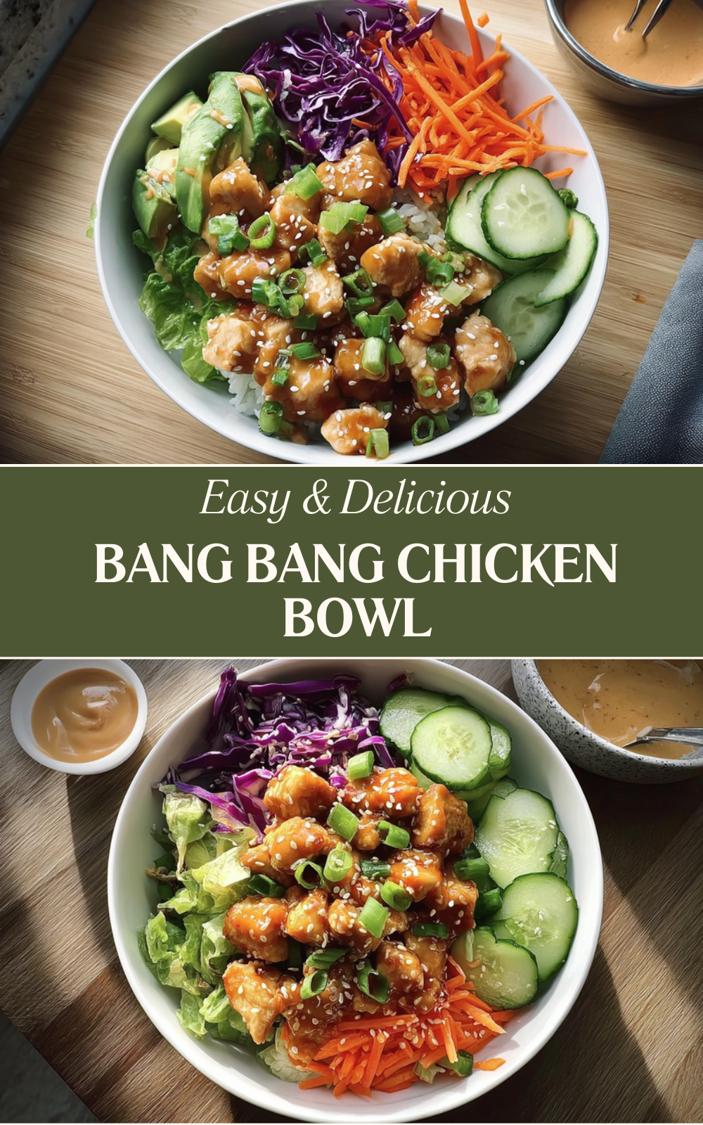 Bang Bang Chicken Bowl With Spicy Creamy Sauce And Fresh Veggies 7 Bang Bang Chicken Bowl