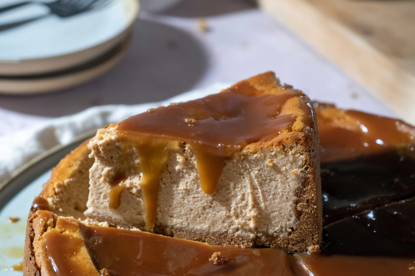 Salted Caramel Atop Browned Butter Cheesecake 6 Caramel Brown Butter Cheesecake