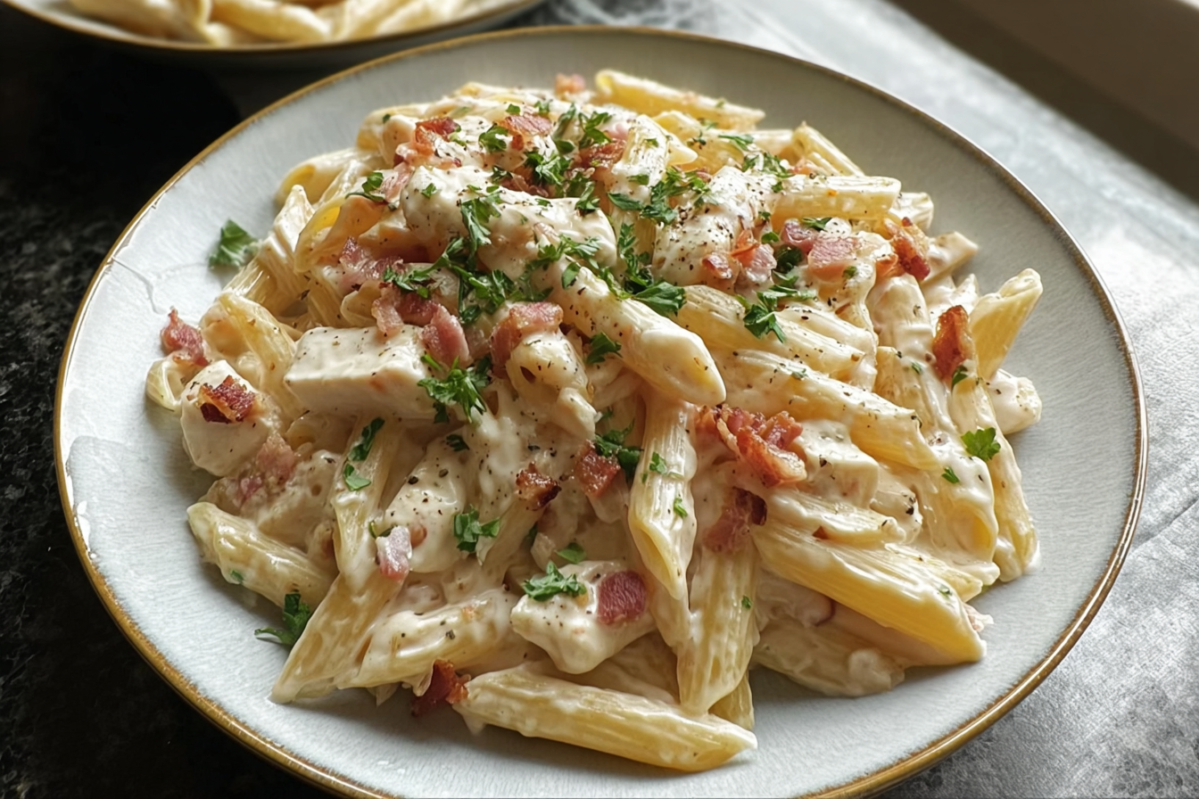 Chicken Bacon Ranch Pasta Recipe With Creamy Sauce And Crispy Bacon 6 Chicken Bacon Ranch Pasta