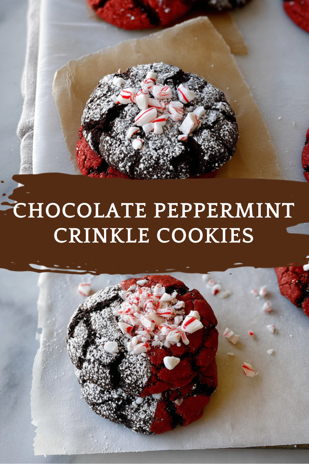 Chocolate Peppermint Crinkle Cookies