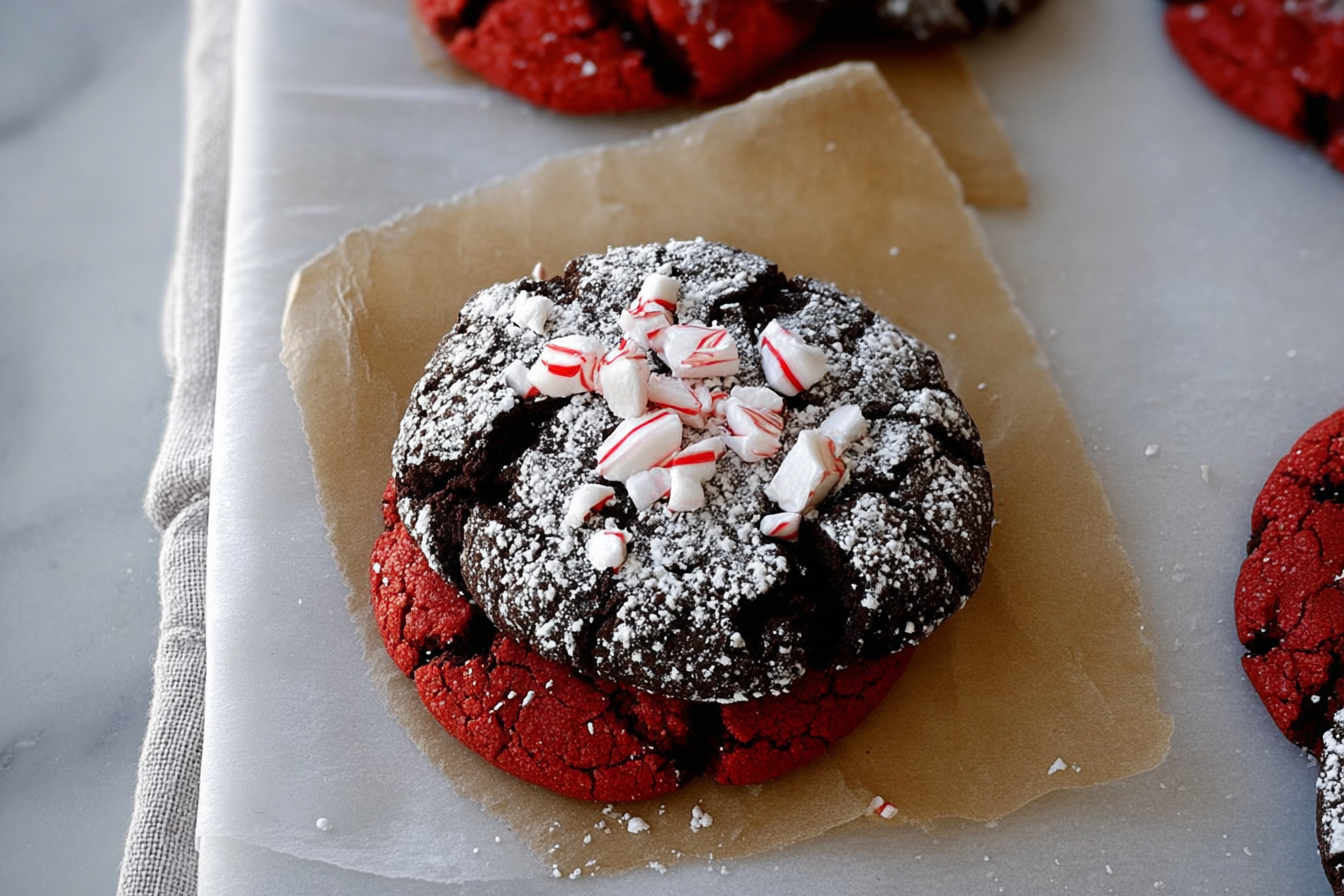 Chocolate Peppermint Crinkle Cookies
