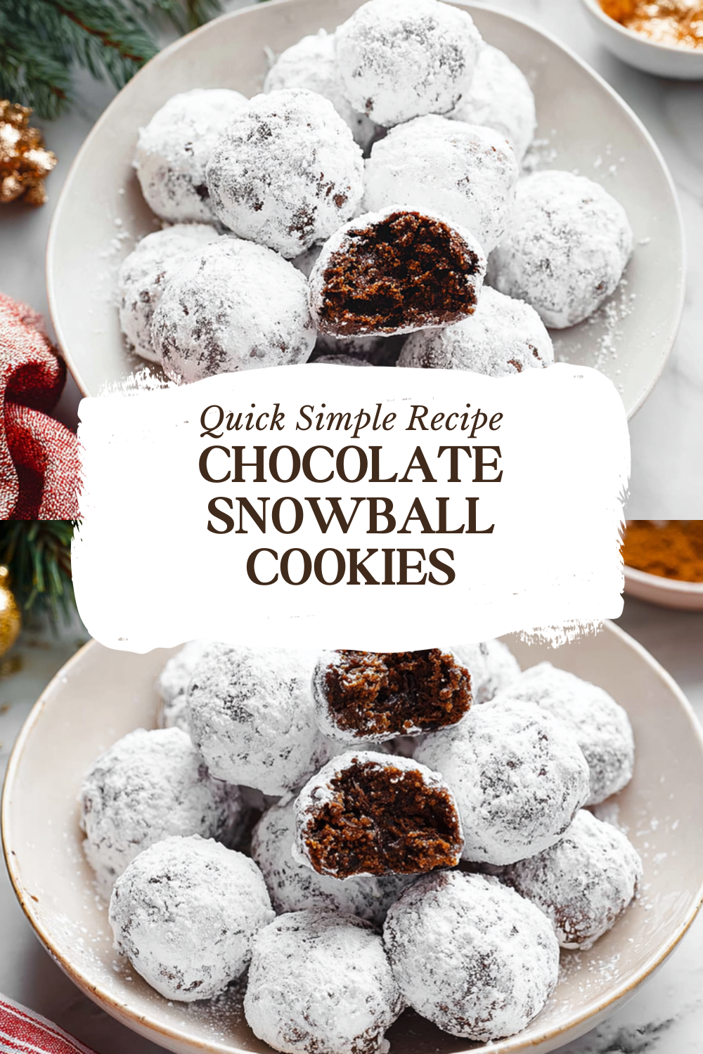 Chocolate Snowball Cookies Recipe With Powdered Sugar Coating 7 Chocolate Snowball Cookies