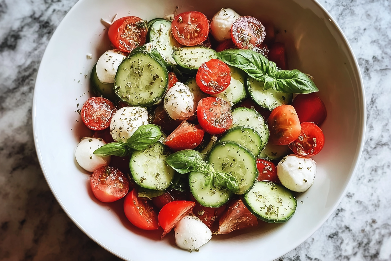 Cucumber Caprese Salad With Fresh Basil And Mozzarella Recipe 6 Cucumber Caprese Salad