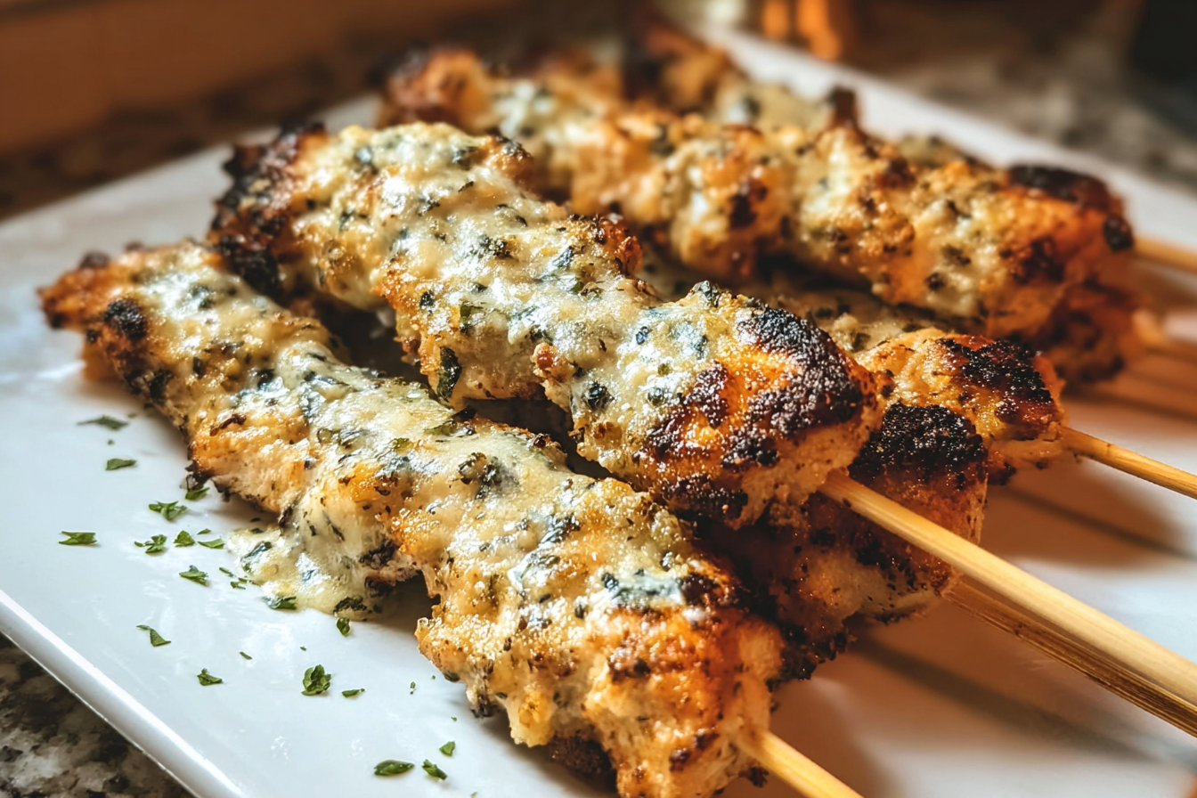 Grilled Ranch Garlic Parmesan Chicken Skewers