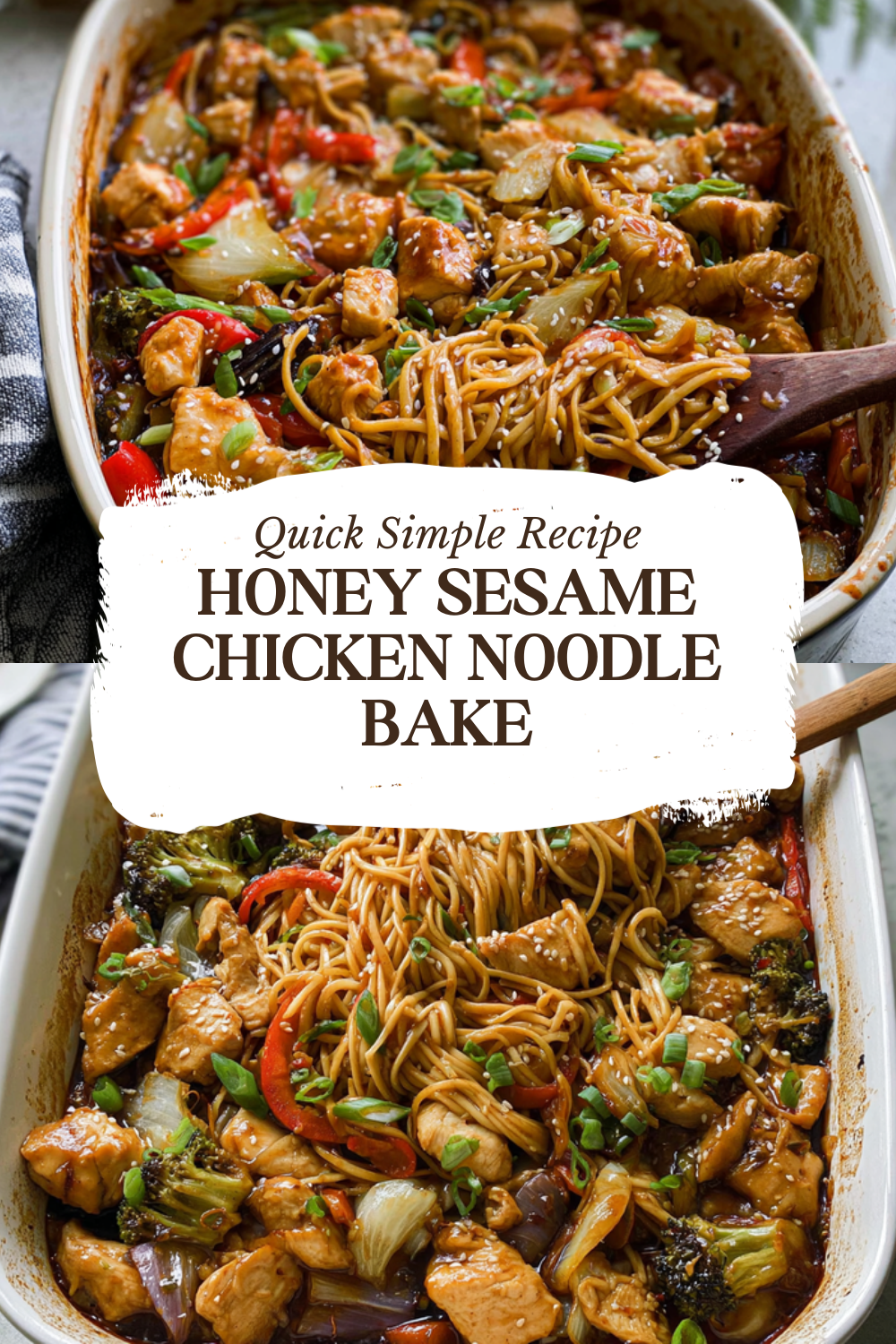 Honey Sesame Chicken Noodle Bake
