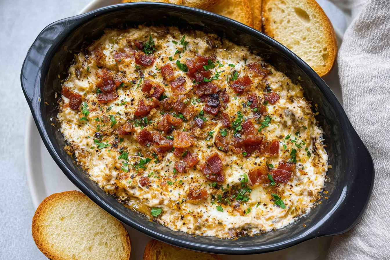 Caramelized Bacon Onion Party Dip 6 Onion Bacon Dip
