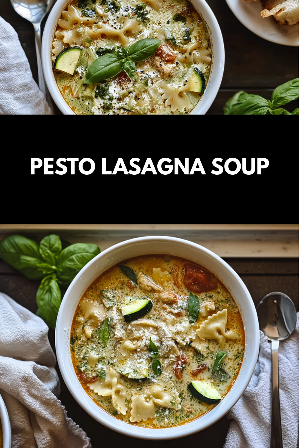 White Pesto Lasagna Soup With Chicken And Fresh Vegetables 7 Pesto Lasagna Soup