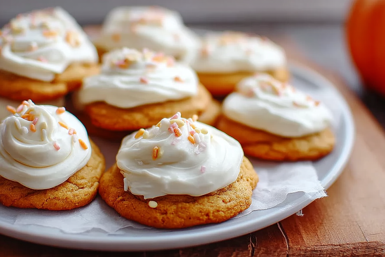 Pumpkin Cookies With Cream Cheese Frosting Recipe 6 Pumpkin Cream Cheese Frosted Cookies
