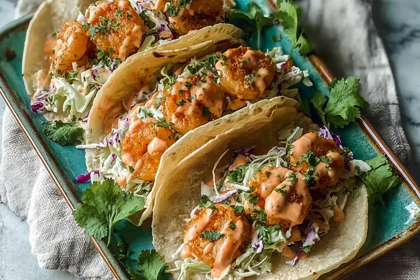 Bang Bang Shrimp Tacos With Slaw