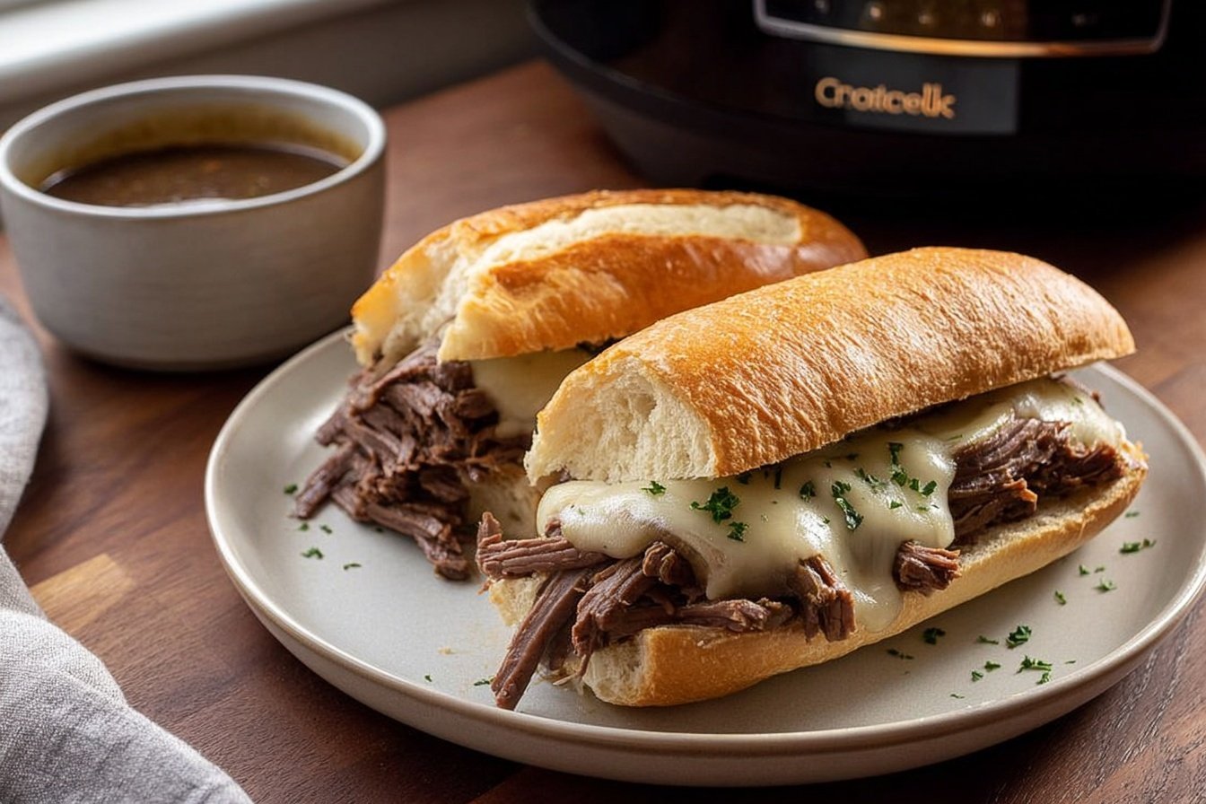 Slow Cooker French Dip Sandwiches Easy Recipe 6 Crockpot French Dip Sandwiches