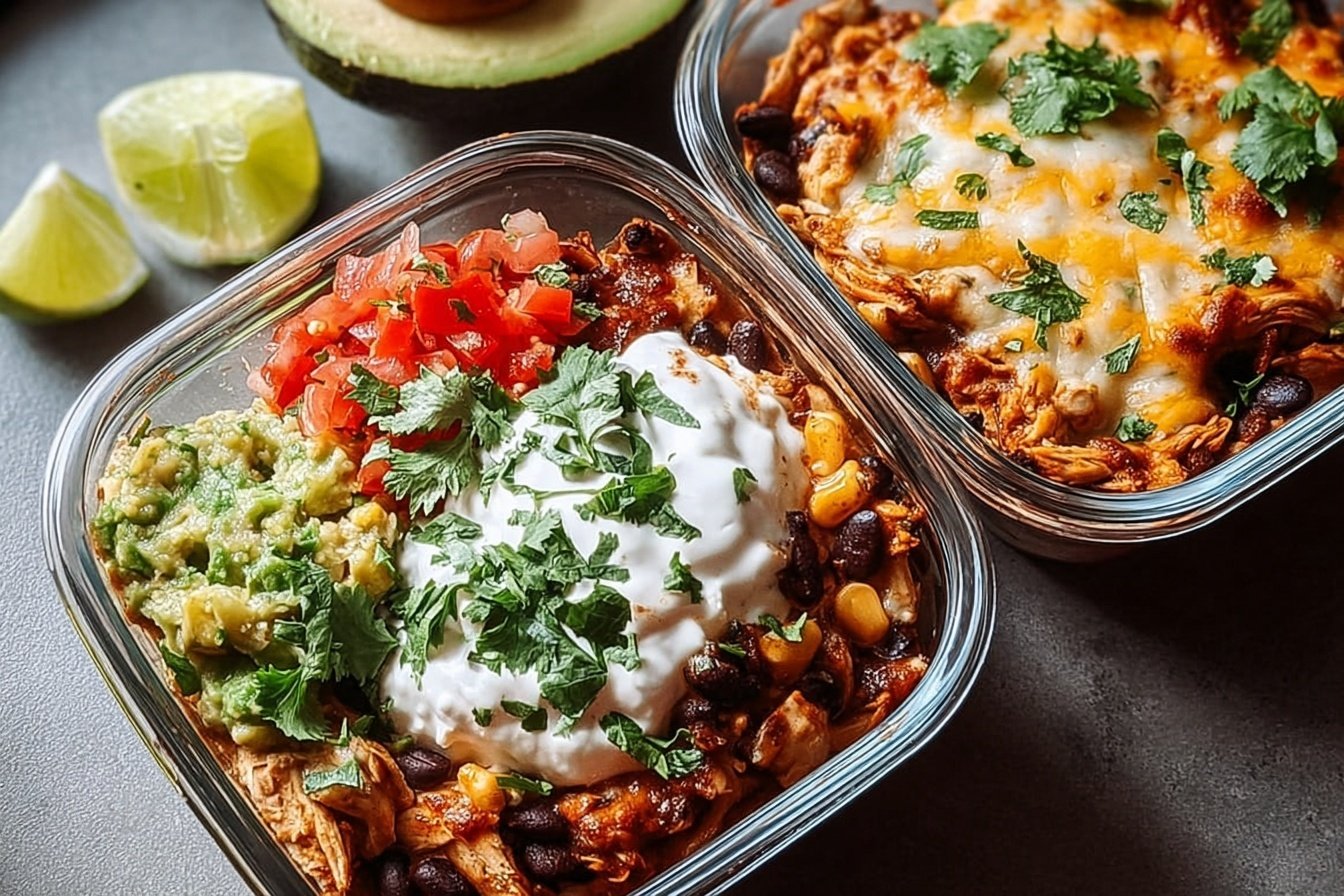 High Protein Chicken Cottage Cheese Enchilada Bowls