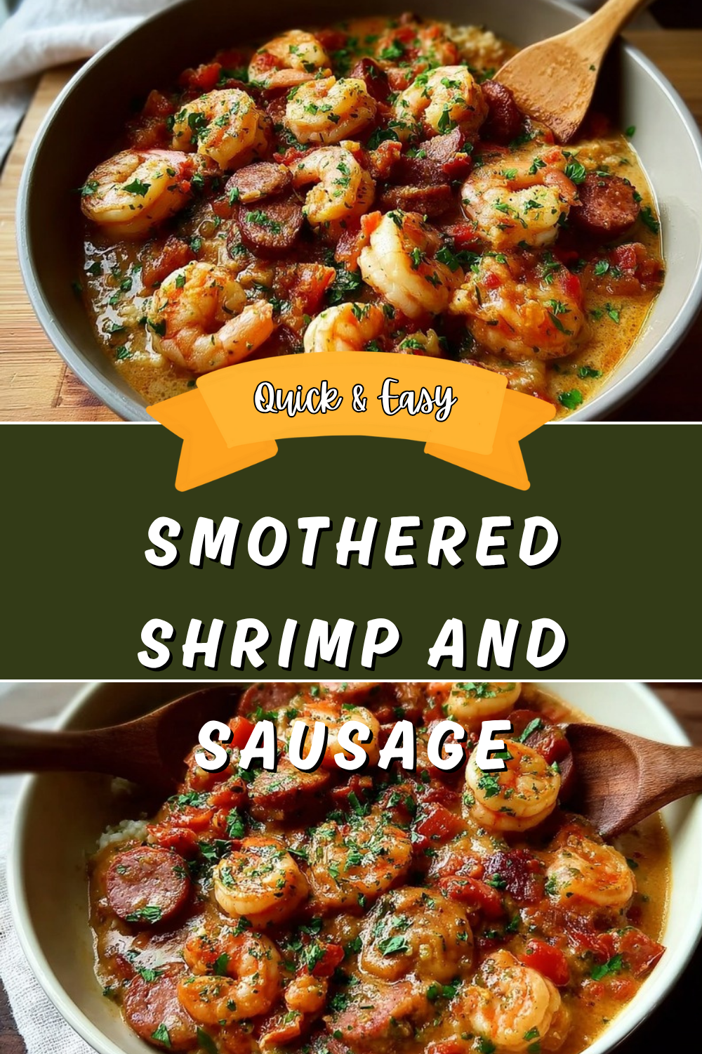 Smothered Shrimp And Andouille Sausage Over Creamy Parmesan Peppercorn Grits 7 Smothered Shrimp And Sausage